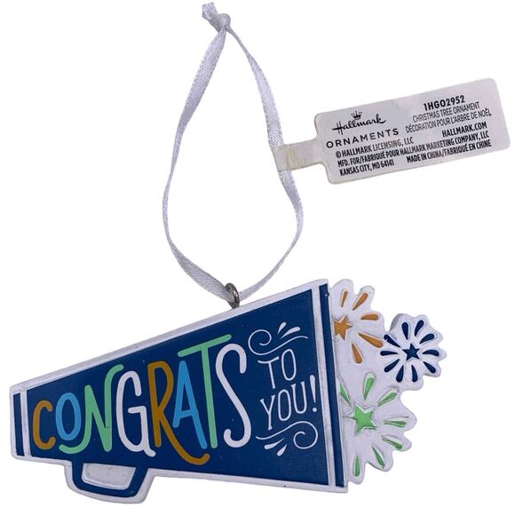 Hallmark CONGRATS TO YOU! (1HGO2952) Megaphone Fireworks Christmas Ornament NWT - Picture 1 of 4